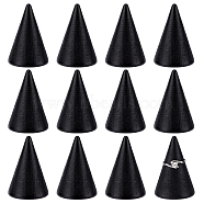 Wooden Finger Ring Display Stands, Cone Shaped, Black, 3.4x4.9cm(RDIS-WH0001-20B)