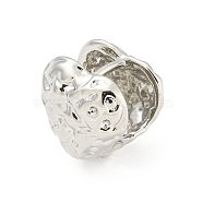 Brass Hoop Earrings, Platinum, Heart, 16x15.5x14.5mm(EJEW-Q799-03C-P)