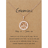 Alloy Constellation Pendant Necklaces, Golden, Gemini, 17.13 inch(43.5cm)(PW23032736686)
