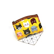 Cat Pattern Cloth Clutch Bags, Change Purse with Zipper, for Women, Rectangle, Yellow, 12x8cm(PAAG-PW0016-23A-03)