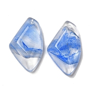Transparent Glass Pendants, Faceted Wing Charms, Cornflower Blue, 32.5x19x6.5mm, Hole: 1.6mm(GLAA-G104-07F)