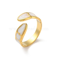 304 Stainless Steel Enamel Cuff Rings, Real 18K Gold Plated, Adjustable(RJEW-M171-33G)