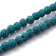 Natural Lava Rock Round Bead Strands, Dyed, Dark Cyan, 6mm, Hole: 1mm, about 63pcs/strand, 15.7 inch(G-I124-6mm-09)