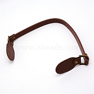 PU Leather Bag Handle, with Antique Bronze Alloy Findings, Bag replacement Accessories, Coconut Brown, 58.5x2cm, Hole: 1.2mm(FIND-WH0063-49A)