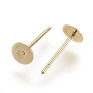 202 Stainless Steel Stud Earring Findings, with 304 Stainless Steel Pins, Golden, 12x5mm, Pin: 0.7mm(STAS-F186-01G-5mm)