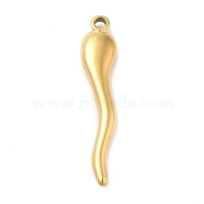 Ion Plating(IP) 304 Stainless Steel Pendants, Horn of Plenty/Italian Horn Cornicello Charms, Golden, 36x7x3.8mm, Hole: 1.5mm(STAS-D084-04G)