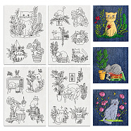 4 Sheets 11.6x8.2 Inch Stick and Stitch Embroidery Patterns, Non-woven Fabrics Water Soluble Embroidery Stabilizers, Cat Shape, 297x210mmm(DIY-WH0455-119)
