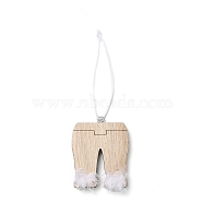 Christmas Unfinished Wood Pendant Decorations, Wall Decorations, with Burlap Ropes & Iron Loops, Trouser, 12.6cm(WOOD-D026-01E)