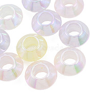 Electroplate Acrylic European Beads, Large Hole Beads, Pearlized, Rondelle, Mixed Color, 16x9mm, Hole: 7mm(OACR-N010-069)