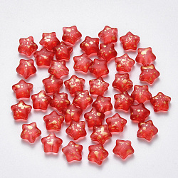 Spray Painted Glass Beads, Frosted, Star, Red, 8x8.5x4mm, Hole: 1mm(X-GLAA-R211-04-F02)