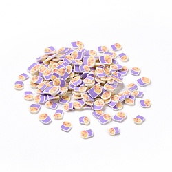 Handmade Polymer Clay Cabochons, Food, Lilac, 5~6.5x4~5x0.8mm, about 100000pcs/1000g(CLAY-A002-13)