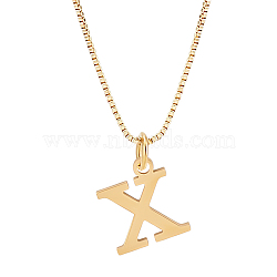 1pc Brass Chain & 304 Stainless Steel Letter Pendant Necklaces, Lead Free & Nickel Free & Cadmium Free, Golden, Letter C, 18.11 inch(46cm)~18.31 inch(46.5cm), Letter: 10.5~12.5x3~15.5mm(NJEW-LP0001-40C-G)