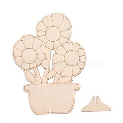 DIY Unfinished Wood Flowers in Jar Cutout, with Slot, for Craft Painting Supplies, BurlyWood, 16.5x6.4x22.5cm(WOOD-P017-02)