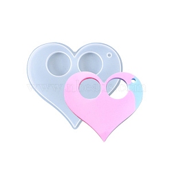 Heart Keychain Silicone Molds, Resin Casting Pendant Molds, For UV Resin, Epoxy Resin Jewelry Making, White, 87x94x7mm, Hole: 5mm, Inner Diameter: 82x89mm(DIY-I036-24)