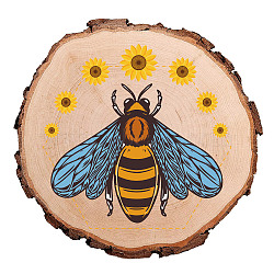 Printed Wood Round Sheets, for Home Display Decoration, Bees, 90~100x10mm(AJEW-WH0363-006)