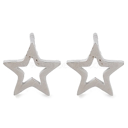 304 Stainless Steel Stud Earrings, Stainless Steel Color, Star, 9x9mm(EJEW-M242-01C-P)