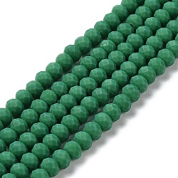 Glass Beads Strands, Faceted, Frosted, Rondelle, Medium Sea Green, 2.9~3.3mm, Hole: 1mm, about 145~150pcs/strand, 34~35cm(EGLA-A034-P2mm-MD23)