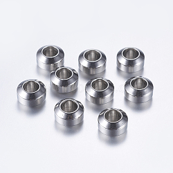 201 Stainless Steel Beads, Large Hole Beads, Stainless Steel Color, 11x7mm, Hole: 6mm(STAS-L198-13P)