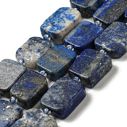 Natural Lapis Lazuli Beads Strands, with Seed Beads, Rectangle, 12~17.5x9.5~13x5~7.5mm, Hole: 1mm, about 25~26pcs/strand, 15.94''~16.14''(40.5~41cm)(G-Z043-A07-01)