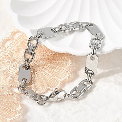 304 Stainless Steel Oval Link Chain Bracelets for Women Men, Stainless Steel Color, 8-3/4 inch(22.2cm)(BJEW-F488-57P)