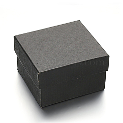 Rectangle Cardboard Jewelry Boxes for Watch, with Sponge Pad Inside, Black, 89x81x54mm(CON-M004-03)