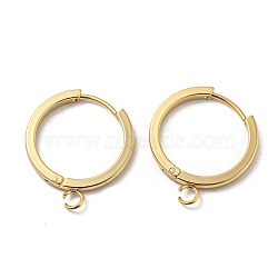 201 Stainless Steel Huggie Hoop Earrings Findings, with Vertical Loop, with 316 Surgical Stainless Steel Earring Pins, Ring, Real 24K Gold Plated, 20x2mm, Hole: 2.7mm, Pin: 1mm(STAS-A167-01H-G)