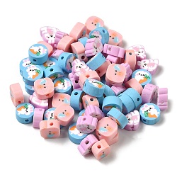 Handmade Polymer Clay Beads, Animals, Mixed Color, 7.5~9x8~9x4~4.5mm, Hole: 1.8mm(CLAY-Z001-17)
