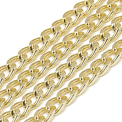 Unwelded Aluminum Curb Chains, Gold, 7x5x1.4mm, about 100m/bag(CHA-S001-022B)