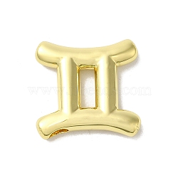 Brass Beads, Lead Free & Cadmium Free, Long-Lasting Plated, Constellation, Gemini, 21.5x22x4mm, Hole: 4x2mm(KK-H478-24G-03)