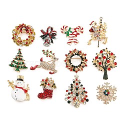 Christmas Brooch Cane Reindeer Snowflake Snowman Wreath Bell Boot Pin Corsage.(ST8676633)