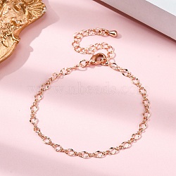 Rack Plating Brass Curb Chain Bracelets for Women, Cadmium Free & Lead Free, 901 Stainless Steel Clasp, Rose Gold, 5-7/8x1/8 inch(15x0.3cm)(BJEW-G735-16RG)