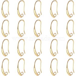 40Pcs Brass Earring Hooks, with Horizontal Loop, Real 18K Gold Plated, 19x10x2mm, Hole: 2mm, 18 Gauge, Pin: 1mm(KK-FH0004-42)