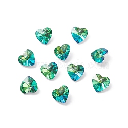 Faceted Glass Charms, Heart, Back Plated, Alice Blue, 14x14x7.5mm, Hole: 1.4mm(RGLA-L026-B06)