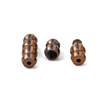 Brass Screw Clasps, Red Copper, 10x4mm, Hole: 1mm