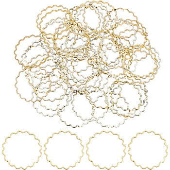 50Pcs Brass Linking Rings, Flower Ring, Real 18K Gold Plated, 24.5x1mm, Inner Diameter: 23.5mm
