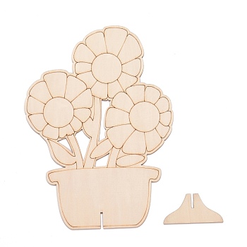 DIY Unfinished Wood Flowers in Jar Cutout, with Slot, for Craft Painting Supplies, BurlyWood, 16.5x6.4x22.5cm