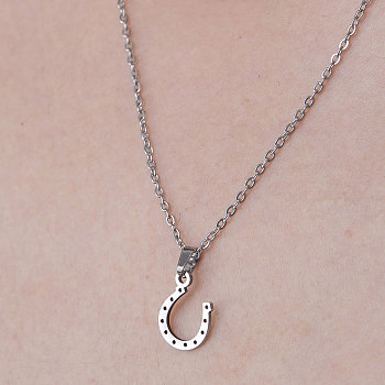 201 Stainless Steel Hook Pendant Necklace, Stainless Steel Color, 17.72 inch(45cm)