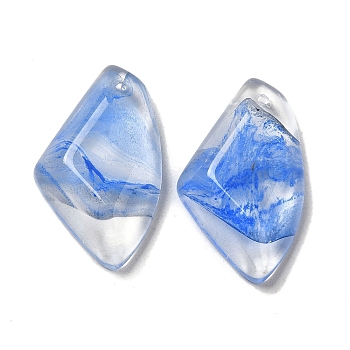 Transparent Glass Pendants, Faceted Wing Charms, Cornflower Blue, 32.5x19x6.5mm, Hole: 1.6mm