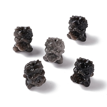 Natural Silver Obsidian Beads, Lion, 18x14x15mm, Hole: 1.5mm