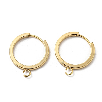 201 Stainless Steel Huggie Hoop Earrings Findings, with Vertical Loop, with 316 Surgical Stainless Steel Earring Pins, Ring, Real 24K Gold Plated, 20x2mm, Hole: 2.7mm, Pin: 1mm