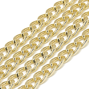 Unwelded Aluminum Curb Chains, Gold, 7x5x1.4mm, about 100m/bag