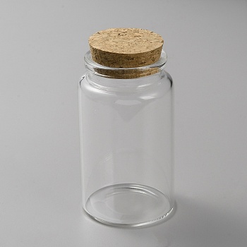 Empty Glass Bottle, with Cork Stopper, Wishing Bottles, Column, Clear, 8.8cm, Inner Diameter: 3.2cm, Capacity: 100ml(3.38fl. oz)