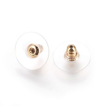304 Stainless Steel Ear Nuts, Bullet Clutch Earring Backs with Pad, for Stablizing Heavy Post Earrings, with Plastic, Golden, 11.5x6mm, Hole: 1.2mm, Fit For 0.6~0.9mm Pin