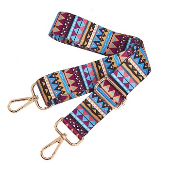 Wide Polyester Purse Straps, Replacement Adjustable Shoulder Straps, Retro Removable Bag Belt, with Swivel Clasp, for Handbag Crossbody Bags Canvas Bag, Geometric Pattern, 72x~129x3.8cm