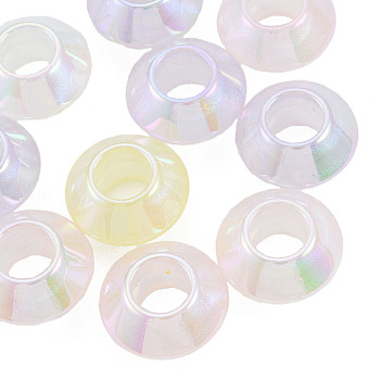 Electroplate Acrylic European Beads, Large Hole Beads, Pearlized, Rondelle, Mixed Color, 16x9mm, Hole: 7mm