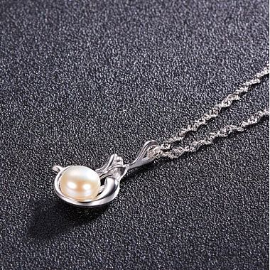 SHEGRACE Chic 925 Sterling Silver Freshwater Pearl Mermaid Pendant Necklace(JN246A)-2
