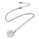 201 Stainless Steel Cat with Leaf Pendant Necklace with Cable Chains(NJEW-Q317-17P)-1