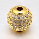 Round Brass Micro Pave Cubic Zirconia Beads(ZIRC-N016-01G-12mm)-1