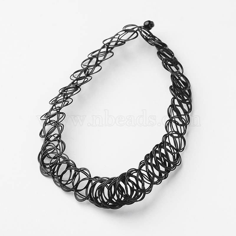 Gothic Style Nylon Wire Tattoo Choker Necklaces Black 7 11mm