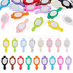17Pcs 17 Colors Opaque Acrylic Beads, Mirror with Heart, Mixed Color, 44x19x8mm, Hole: 2mm, 1pc/color(OACR-TA0004-23)